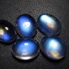 8x10 mm - 5pcs - Truly Unbealivable - Awesome Tope Grade Highest Quality-Rainbow Moonstone-Full Blue Moon Flashy Fire oval cabochon
